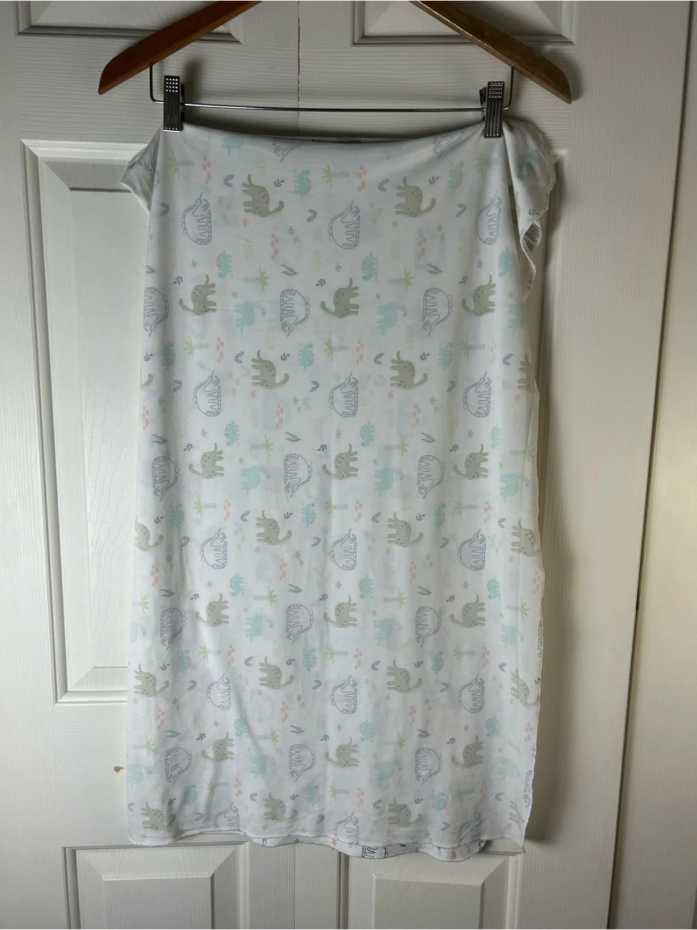 Dream Gro Dinosaur Baby Swaddle Blanket Stretchy Thin White Green Blue Tan Tree